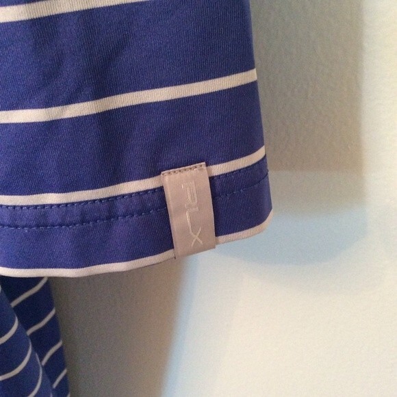 RALPH LAUREN RLX BLUE STRIPED STRETCH POLO GOLF SHIRT MEDIUM - Picture 5 of 7